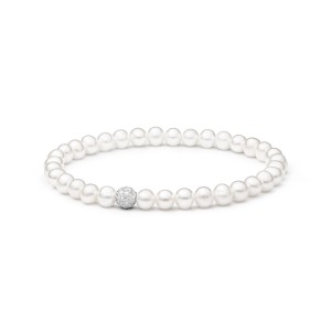 Bratara perle naturale albe si bila argint cu pietre DiAmanti 194-74B_W-G (Argint 925‰ 0,7 g.)